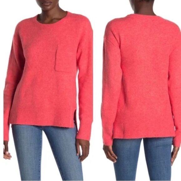 Sanctuary Wool Blend Hi-Low Oversized Sweater Coral Pink Orange - Picture 1 of 2